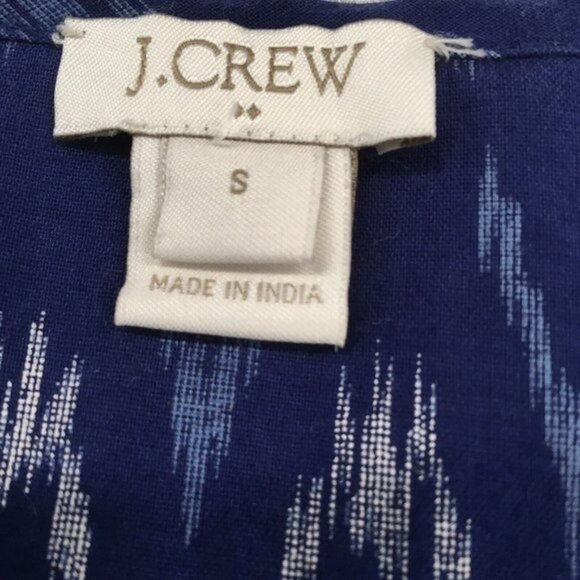 J Crew V Neck Blouse Top Blue Ikat Women Small - Picture 7 of 10